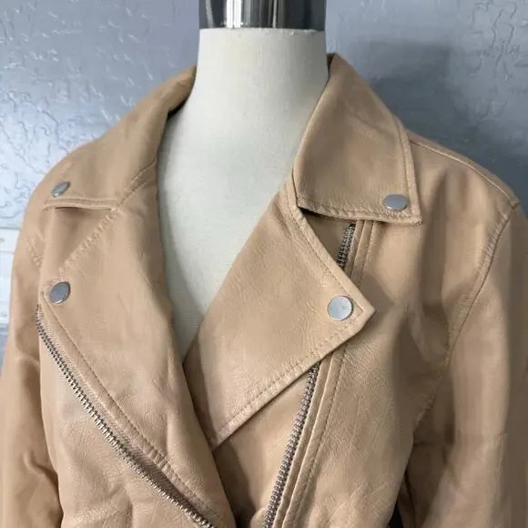 Anthropologie The Saige Faux-Leather Moto Jacket, Beige, L - Picture 3 of 6